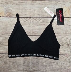 Romwe black gothic boho evil eye bralette bra